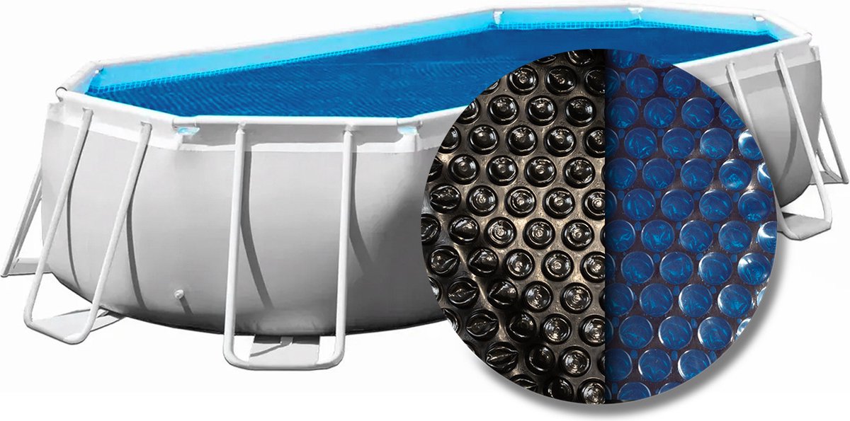 Weau solar cover ovaal - 730 x 370 cm (zeilmaat 724 x 364) - Zwart/Blauw